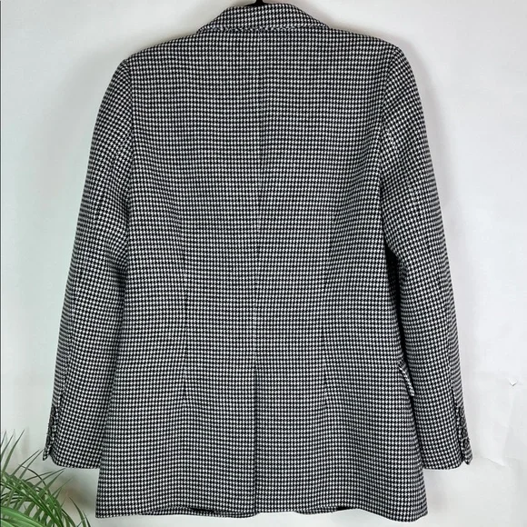 Hush UK Houndstooth Blazer Two Button Black White UK 12 US 8 Wool Blend - Picture 7 of 16